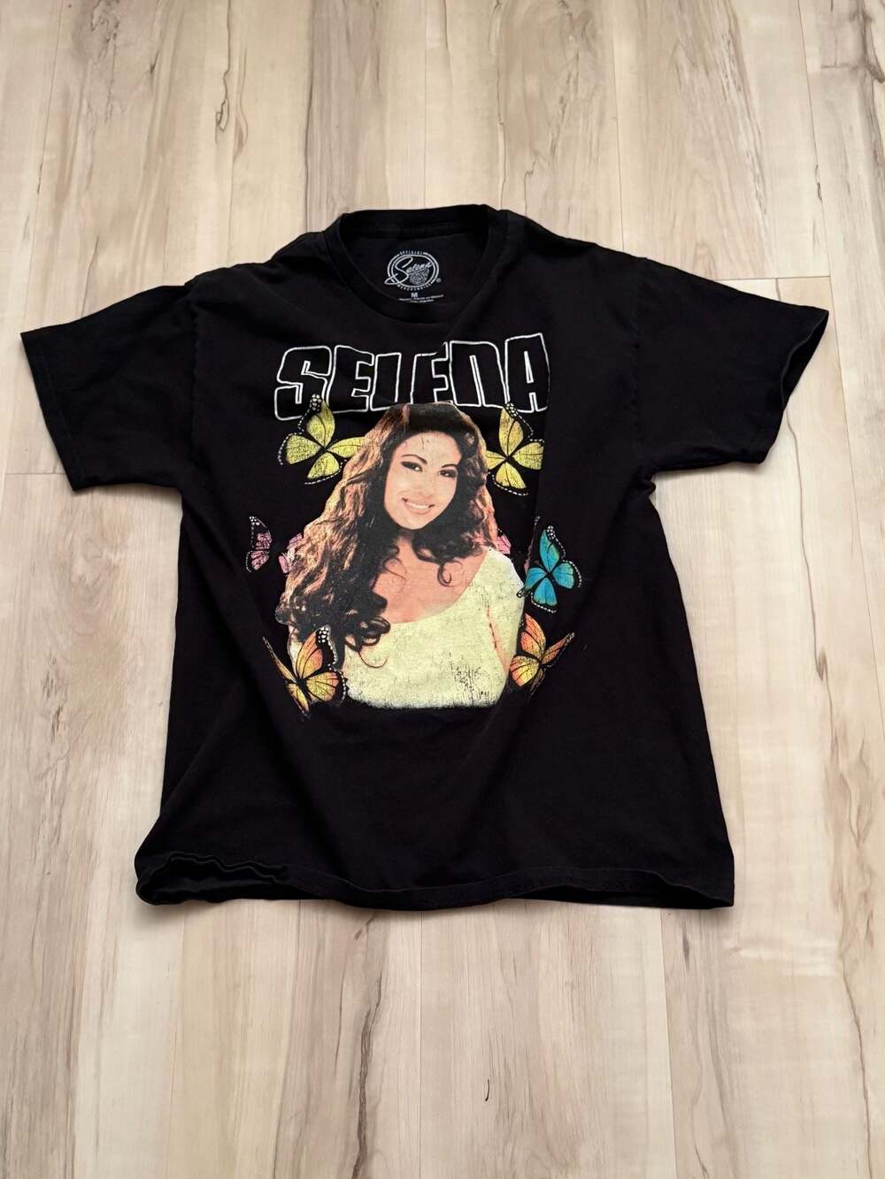Official Selena Quintanilla Butterfly Graphic Black T-Shirt